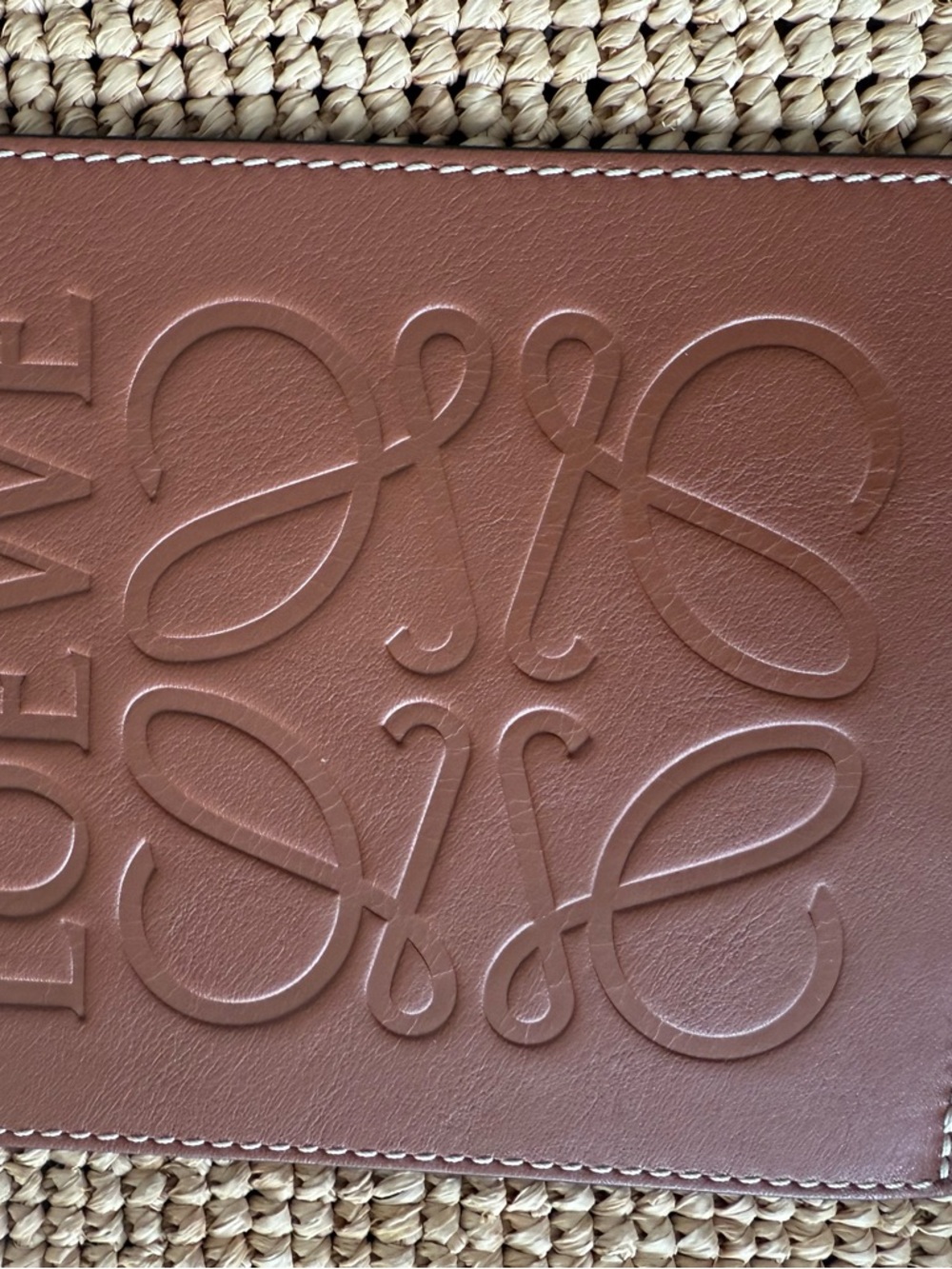 Loewe Natural Raffia Tote with Brown Leather Logo Patch - Picture 8 of 8